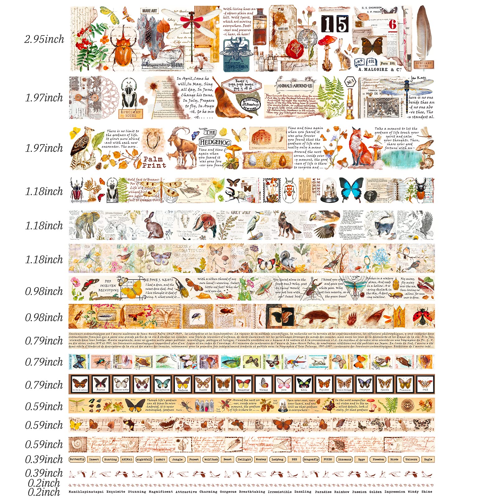HASTHIP 18 Rolls Washi Tape Set Vintage Sticker Retro Aesthetic Decorative Masking Tape Aesthetic Washi Tape for Scrapbook Supplies, Junk Journal, Bullet Journal HASTHIP 18 Rolls Washi Tape Set Vintage Sticker Retro Aesthetic Decorative Masking Tape Aesthetic Washi Tape for Scrapbook Supplies, Junk Journal, Bullet Journal
